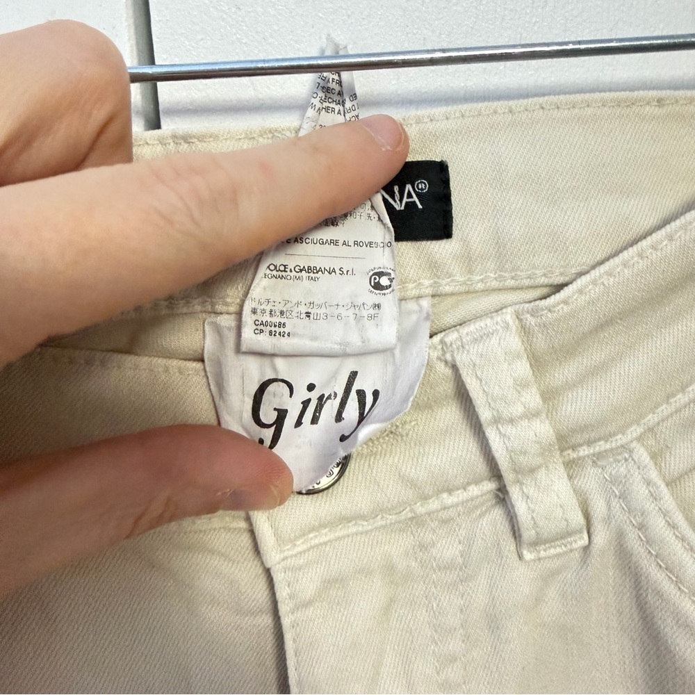 Dolce Gabbana Girly Jeans Vintage Y2K Cream Denim IT 38 US 2 - Picture 4 of 5